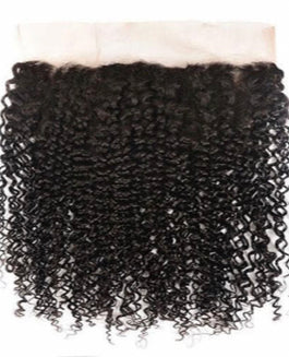 Lushlanes Peruvian Kinky Curly Hair 4 Bundles With 13x4 Frontal Curly Human Hair Transparent Lace closure