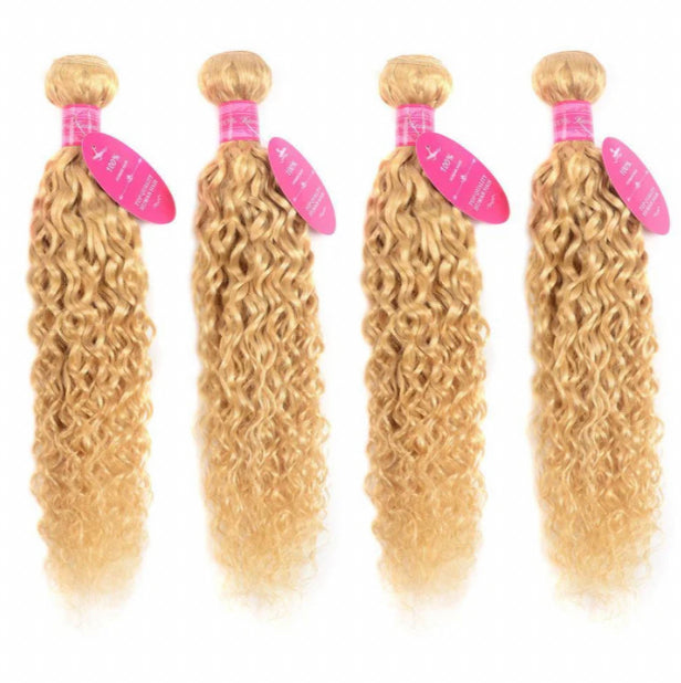 Lushlanes 613 Blonde water Wave 4 Bundles with 13×4 Frontal with transparent lace