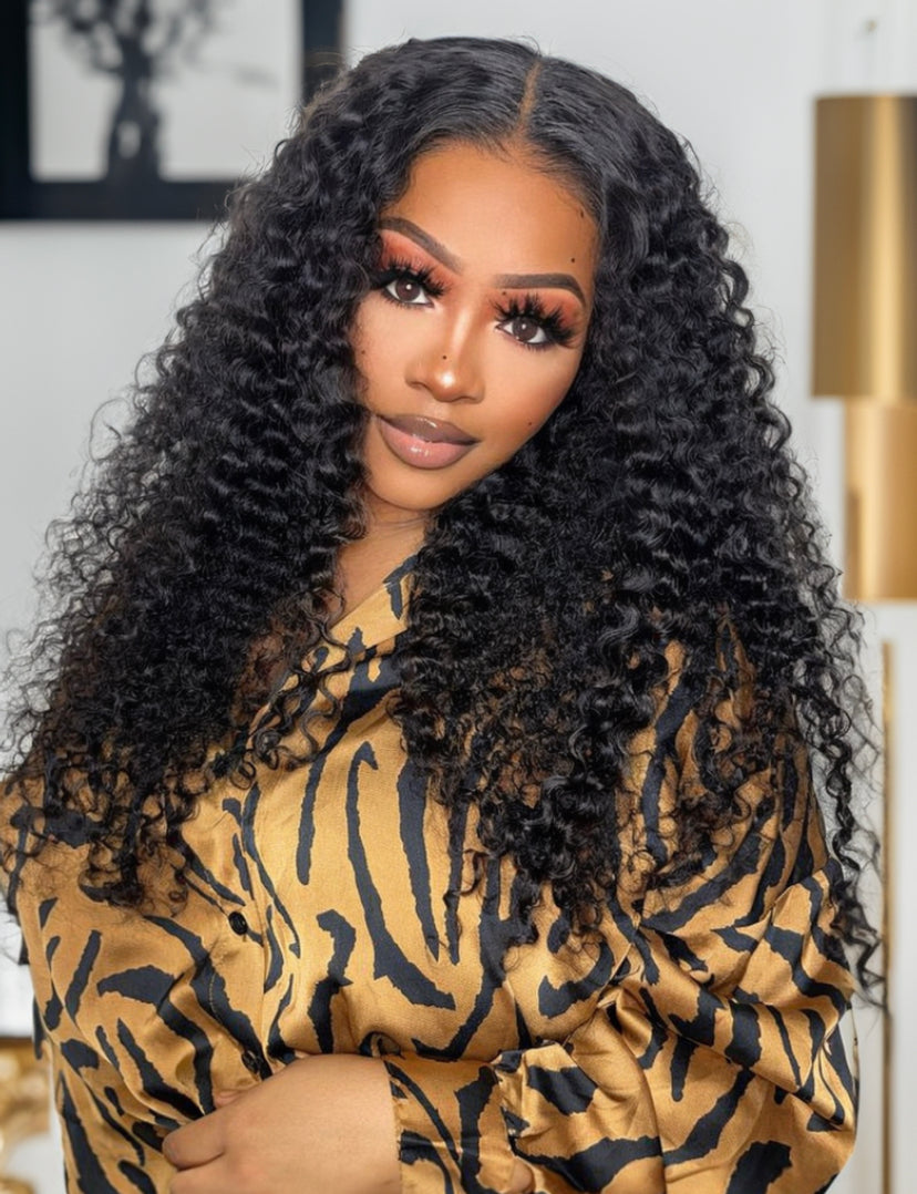 Lushlanes HD Lace 5×5 Closure Curly Glueless Wig with Bleached KnotsMatch All Skin Tones 180%