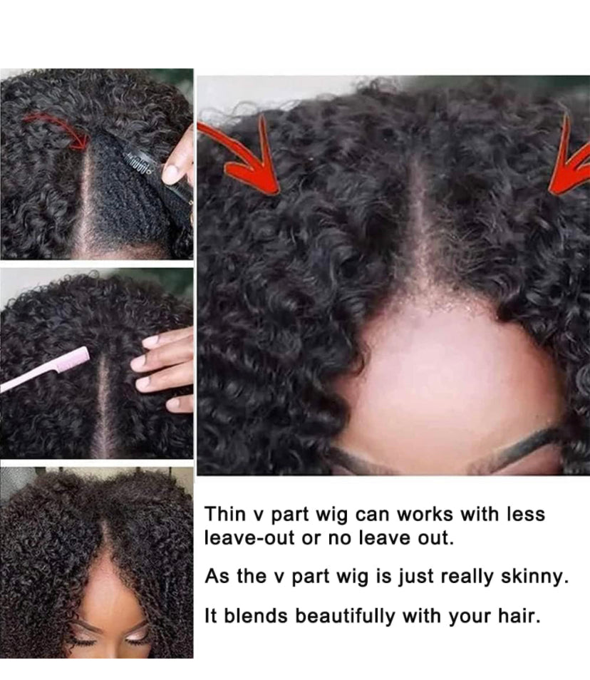 Lushlanes Curly Pixie Cut Wig Human Hair Wigs V Part Human Hair Wig No Leave Out Brazilian Human Hair Wig For Black Women Curly Bob Wig 150%