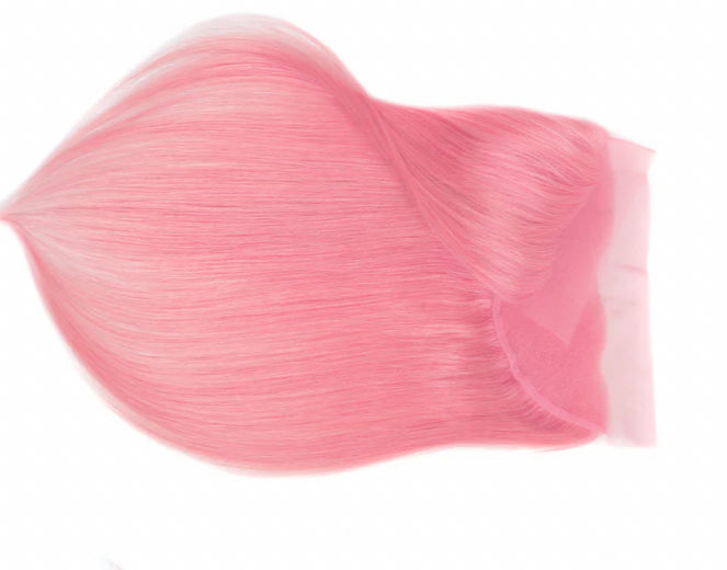 Lushlanes Light Pink Colored straight 4 Bundles With 13x4 frontal Brazilian Human Hair Weave With 4×4 Closure