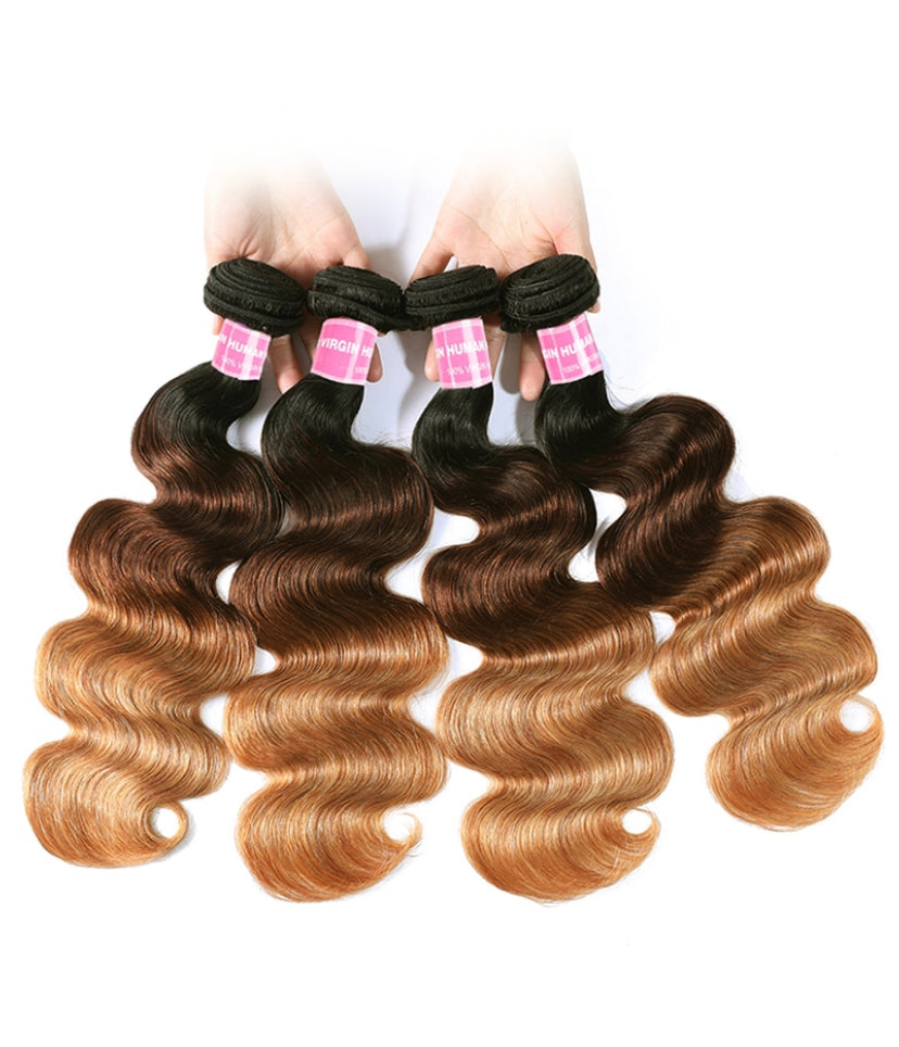 Lushlanes 4 Bundles Brazilian Ombre Body Wave Human Virgin Hair