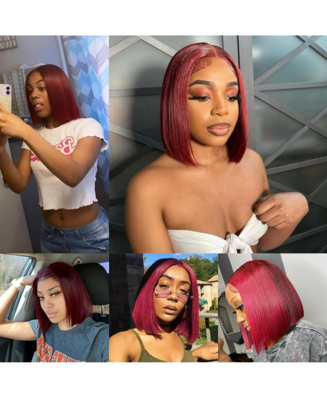 Lushlanes Short Straight Burgundy Human Hair Wigs 99j 13×4 Lace Front Wigs for Women, Light Bleached Knot, 180% Density, Human Hair Burgundy 99j