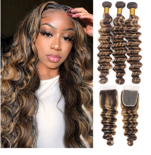 Lushlanes Highlight P4/27
Loose Deep Wave 3
Bundles With 4×4 Lace
Closure
