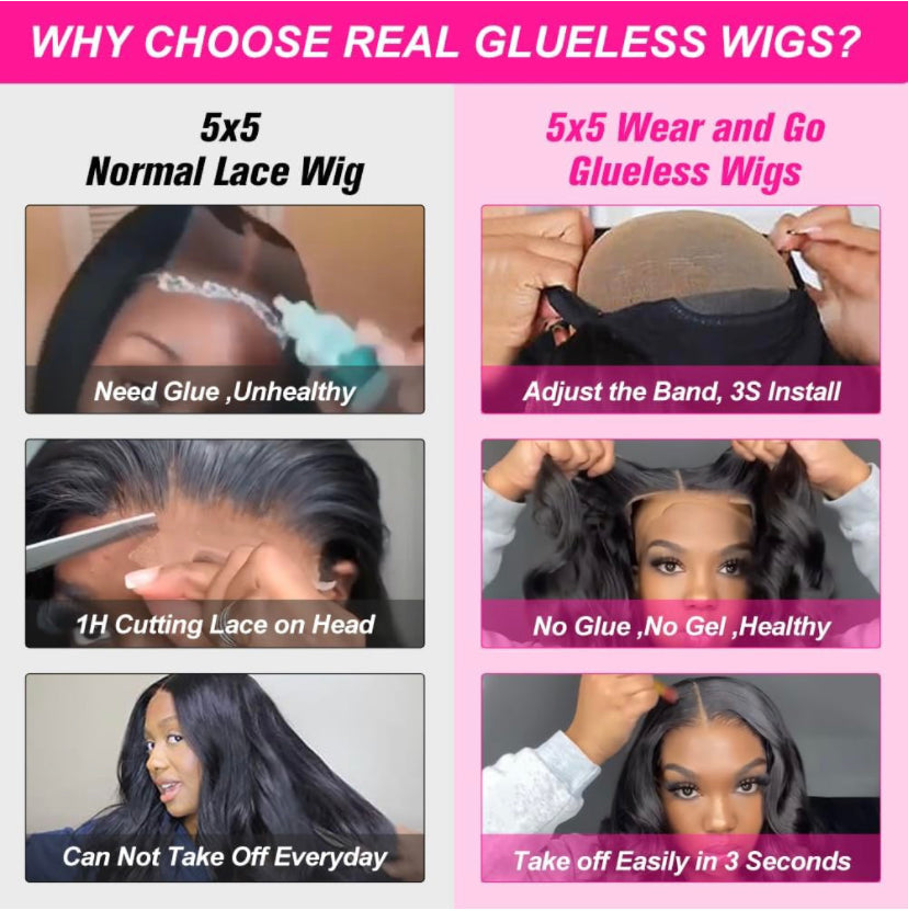 Lushlanes 5×5 HD Lace Closure Wigs Human Hair Wigs Body Wave for Black Women 180%