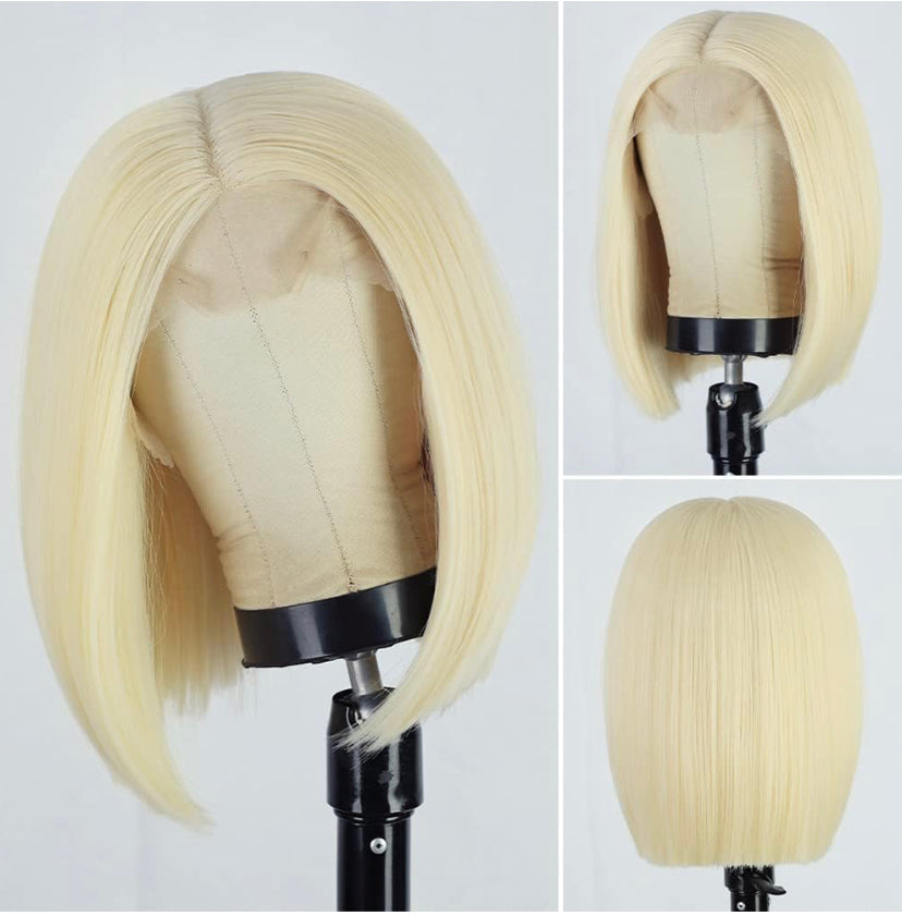 Lushlanes 613 Blonde Bob Wigs ShortStraight Bob Wigs 5x5 HD LaceClosure Wig 150%