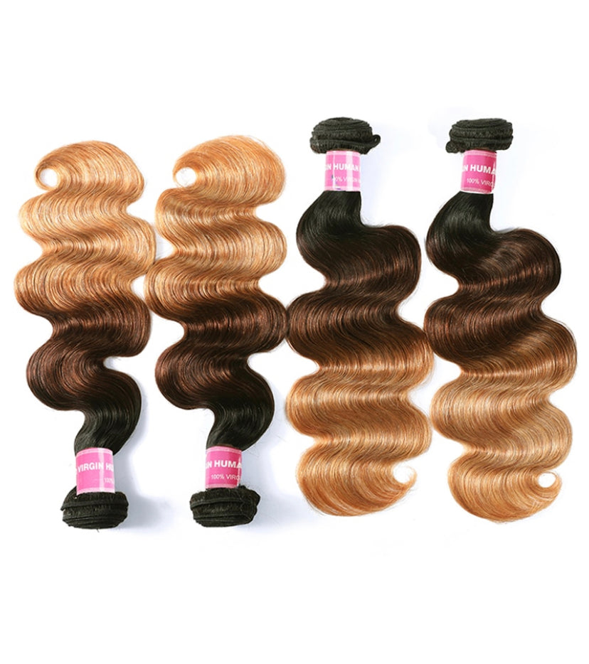Lushlanes 4 Bundles Brazilian Ombre Body Wave Human Virgin Hair