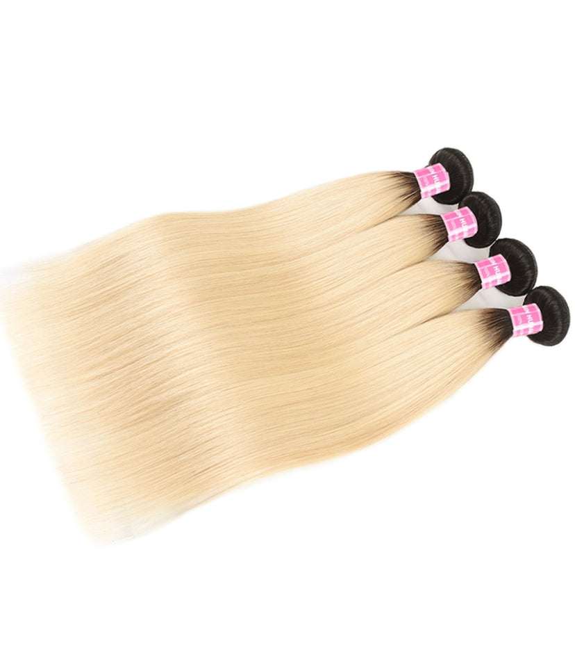 Lushlanes Hair 1B/613 Honey Blonde Straight Virgin Human Hair 4
Bundles Ombre