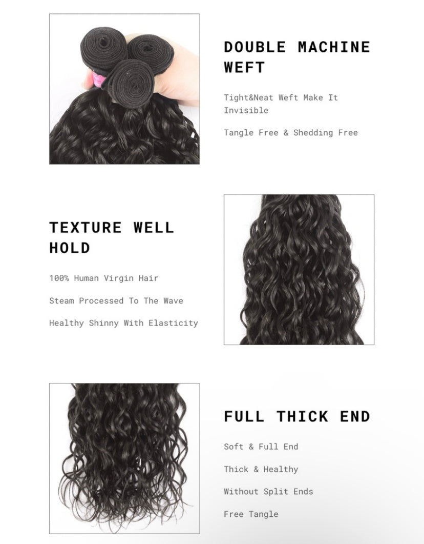 Lushlanes Hair 4 Bundles Water Wave
Unprocessed Virgin Human Hair