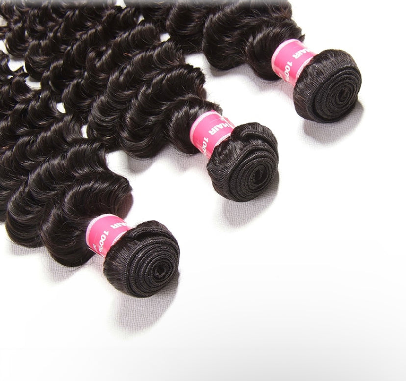 Lushlanes Hair 3 Bundles Human Virgin Hair Deep Wave Hair