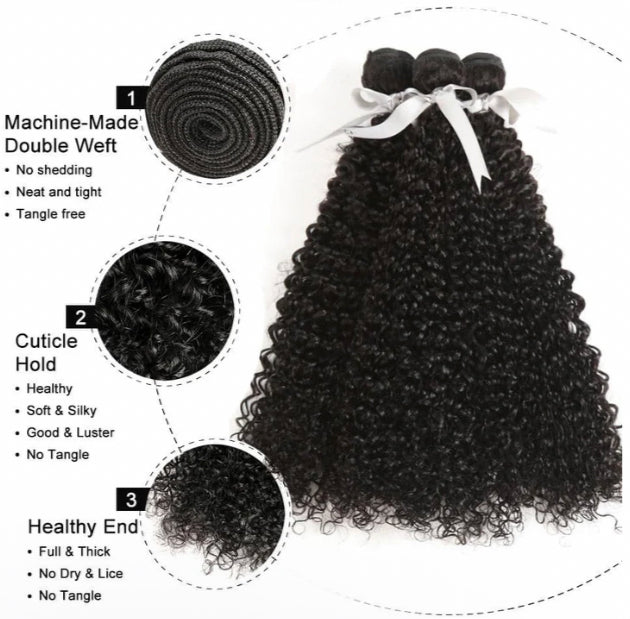 Lushlanes Peruvian Kinky Curly Hair 4 Bundles With 13x4 Frontal Curly Human Hair Transparent Lace closure