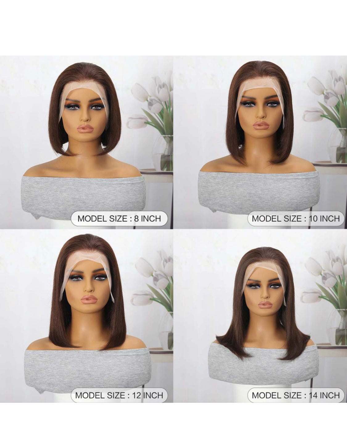Lushlanes Cheveux humains brésiliens vierges avec frontal en dentelle HD non transformés #4, naissance de cheveux naturelle, pré-épilés avec cheveux de bébé, couleur marron, 150 % pour femme, 13 x 4 cm