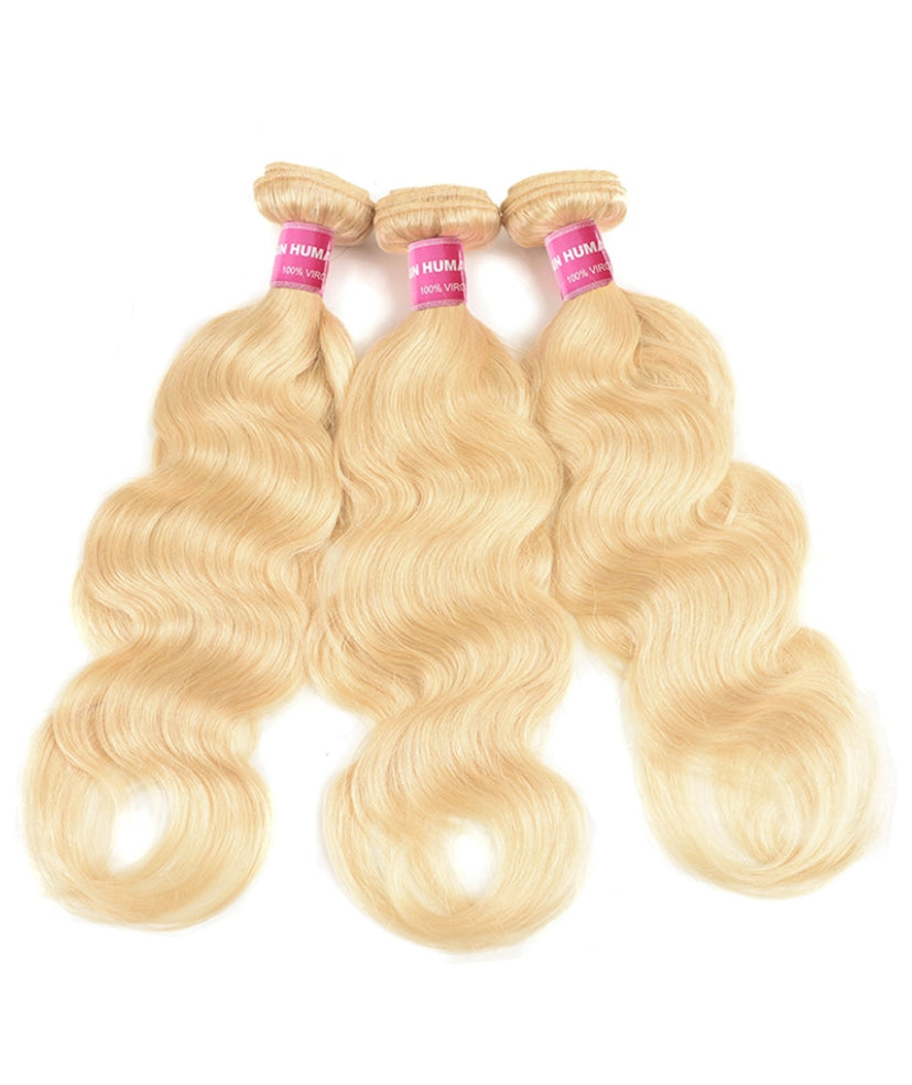 Lushlanes cheveux 3 pièces 613 blond vierge cheveux humains paquets corps
Cheveux ondulés