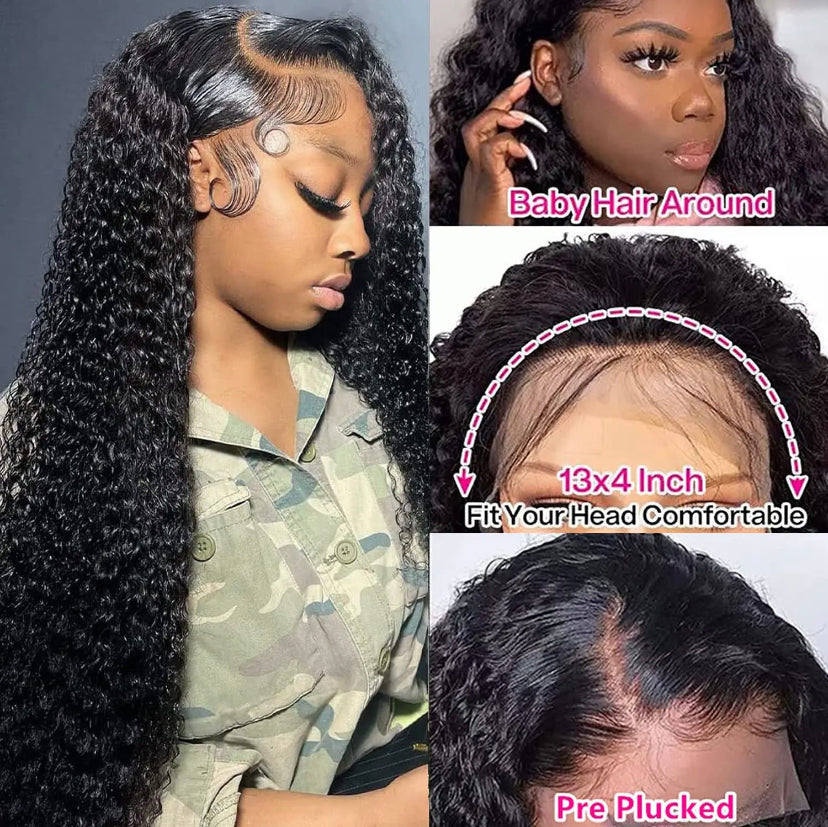 Lushlanes 13X4 Kinky Curly Lace Frontal Wig Human Hair Wig 180% Density