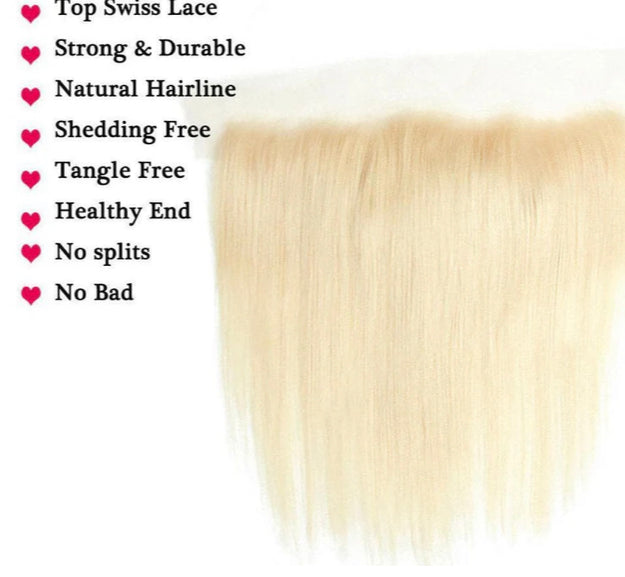 Lushlanes 613 Blonde Straight hair 4 Bundles with 13*4 Frontal transparent lace
