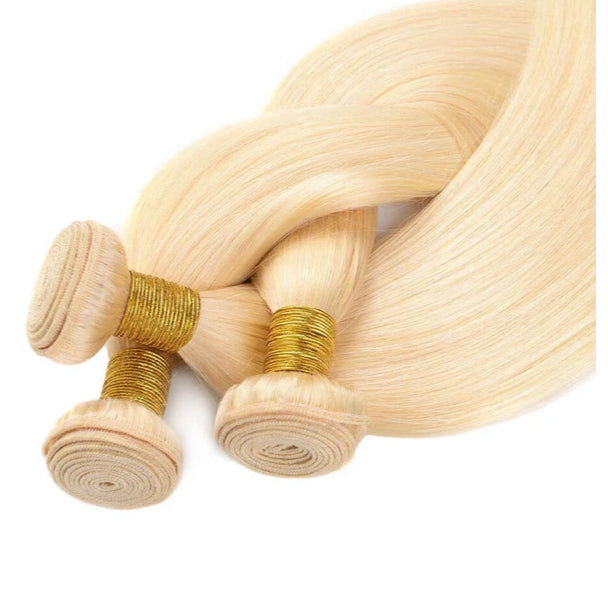 Lushlanes 613 Blonde Straight 4 Bundles with 13*4 Frontal Human Virgin Hair transparentlace