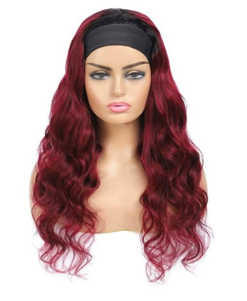 Lushlanes BURG Body Wave Headband Human Hair Wigs Full Machine Made Wig None Lace