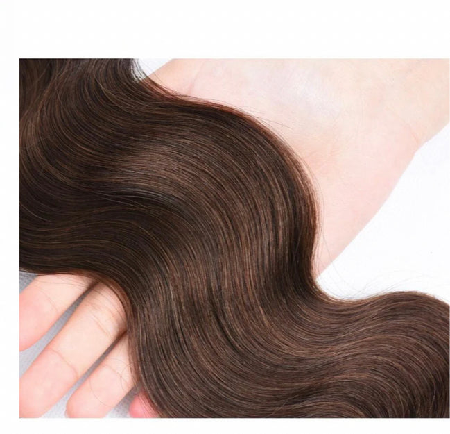 Lushlanes Brown Body Wave 4 Bundles With 13×4 Lace Frontal Pre Colored