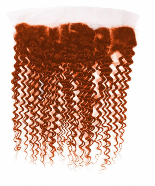 Lushlanes #350 Ginger Orange Deep Wave 3 Bundles With 13×4 HD Lace Frontal Human Hair