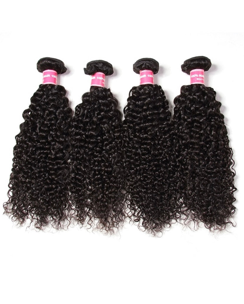 Lushlanes Jerry Curly Hair 4 Bundles with Upgrade T Part Closure Middle Part Virgin Hair for Women