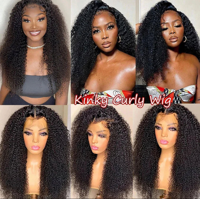 Lushlanes 13×4 Kinky Curly Lace Wigs Human Hair, 150% Density Wigs Human Hair Lace Front Wig