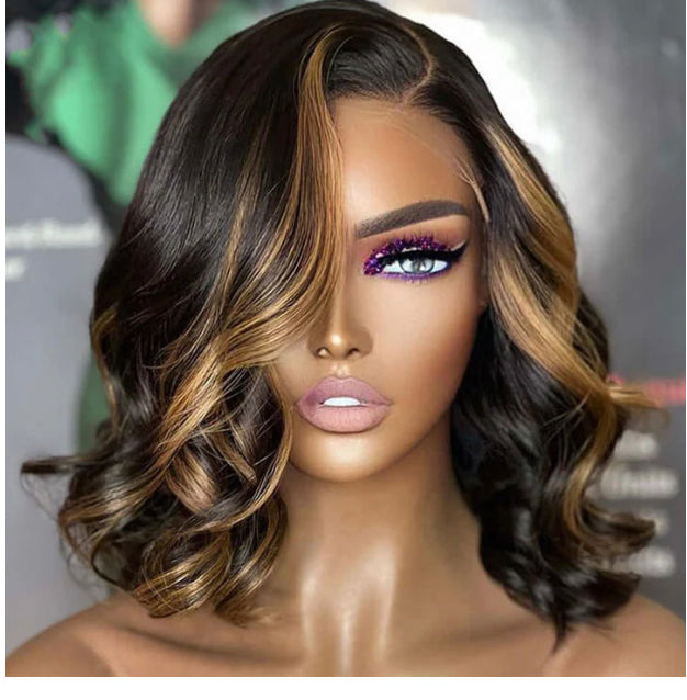 Lushlanes Blonde Highlight Body bob Wave 13×4 Frontal HD Lace Wig