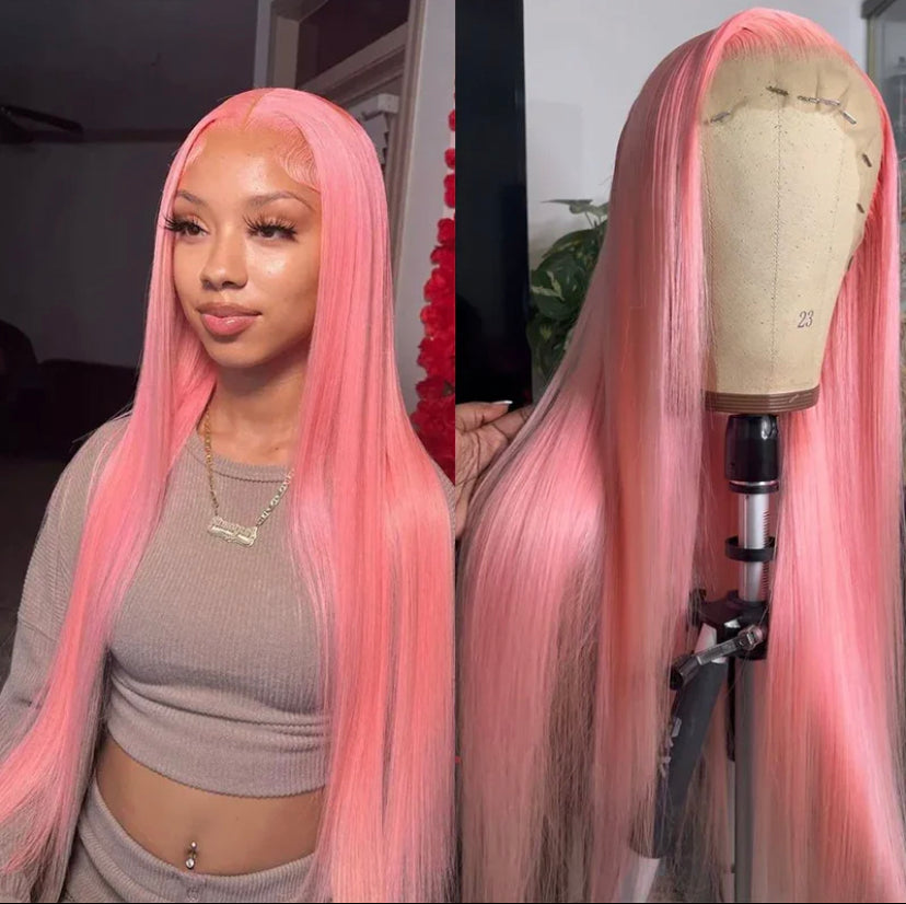 Lushlanes couleur rose 13 × 4 dentelle avant perruque de cheveux humains droite HD
Cheveux humains en dentelle transparente 150%