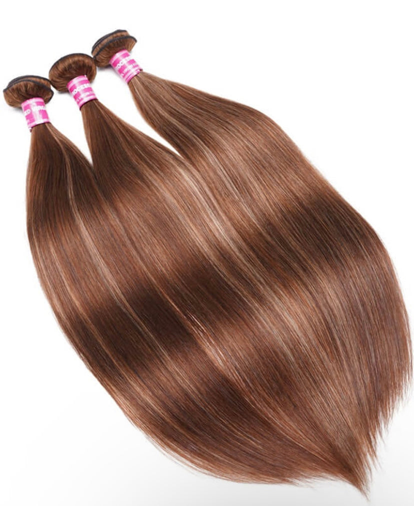 Lushlanes Honey Blonde Piano Highlighted Straight with 3Pcs Bundles