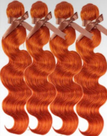 Lushlanes #350 Ginger Colored Body Wave 4 Bundles With 13×4 Lace Frontal