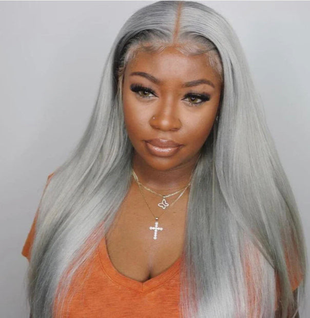Lushlanes silver Grey Straight 3 Bundles With 4x4 Closure 100% Remy Human Hair