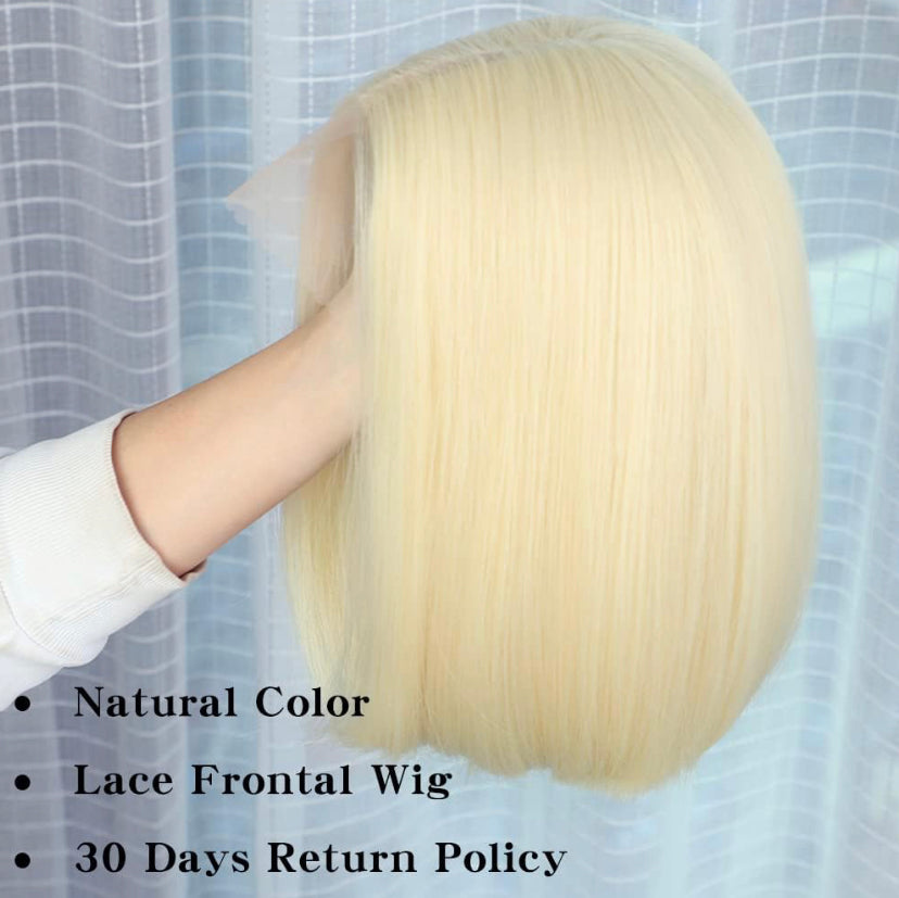 Lushlanes 613 Blonde Bob Wigs ShortStraight Bob Wigs 5x5 HD LaceClosure Wig 150%