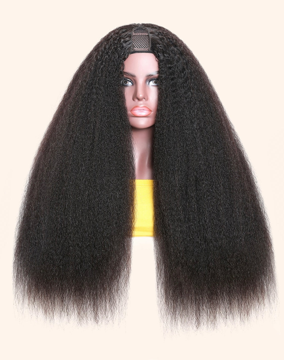 Lushlanes New U Part Kinky Straight Natural Black Glueless Wig 150%