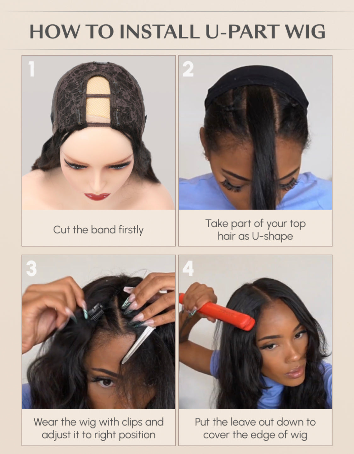 Lushlanes U Part Curly Wig for Beginners 150% Density