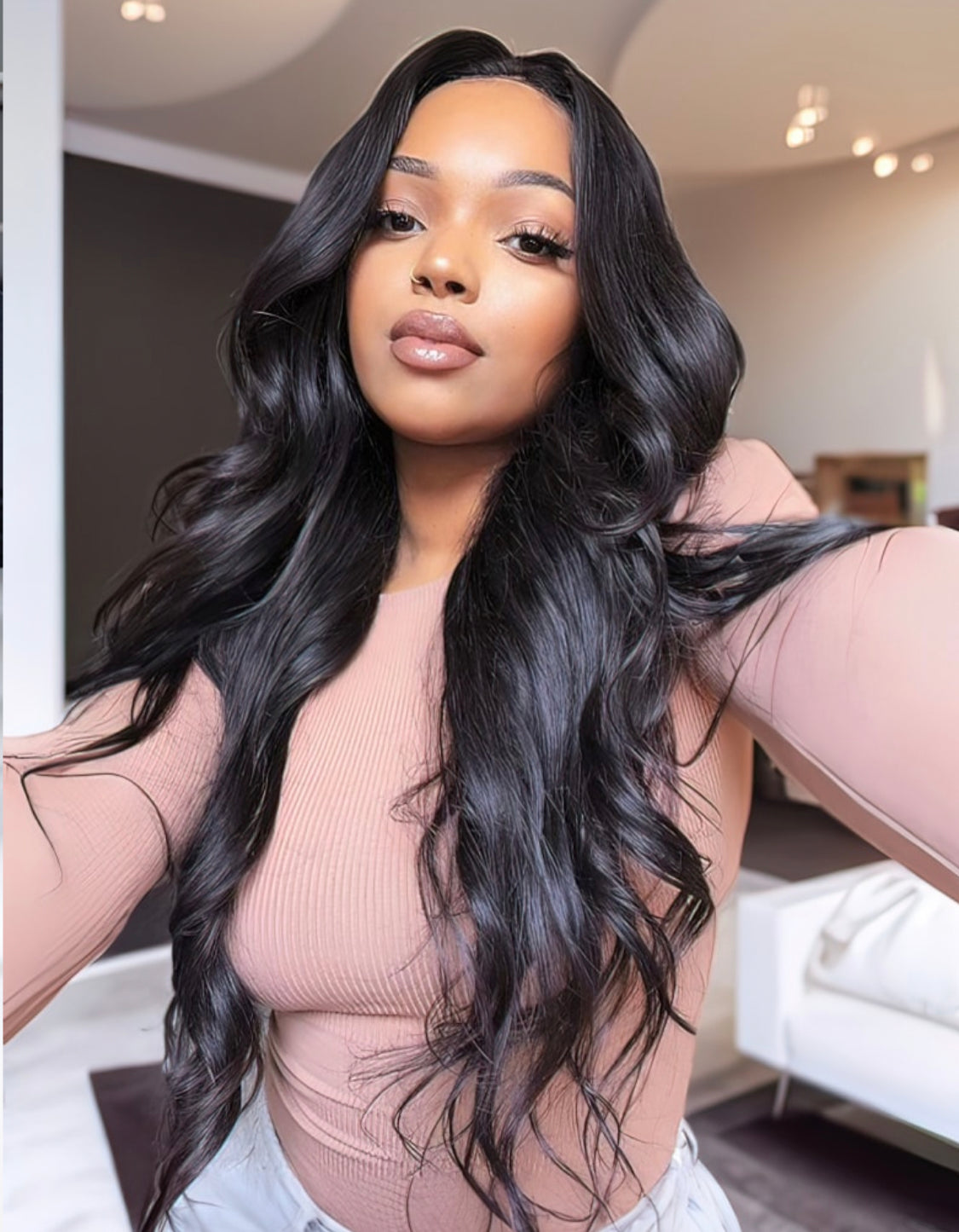 Lushlanes Body Wave U Part Hair Wig Natural Color Wigs For Women 150%