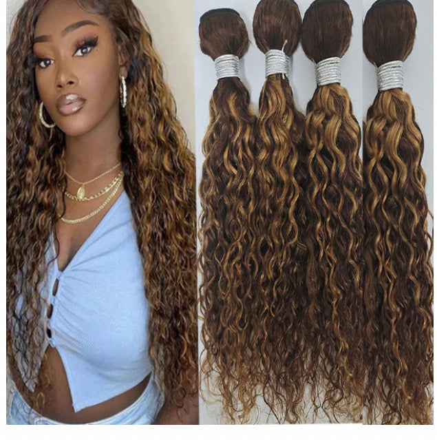 Lushlanes Highlight Water Wave 4 Bundles With 13×4 Transparent Lace Frontal