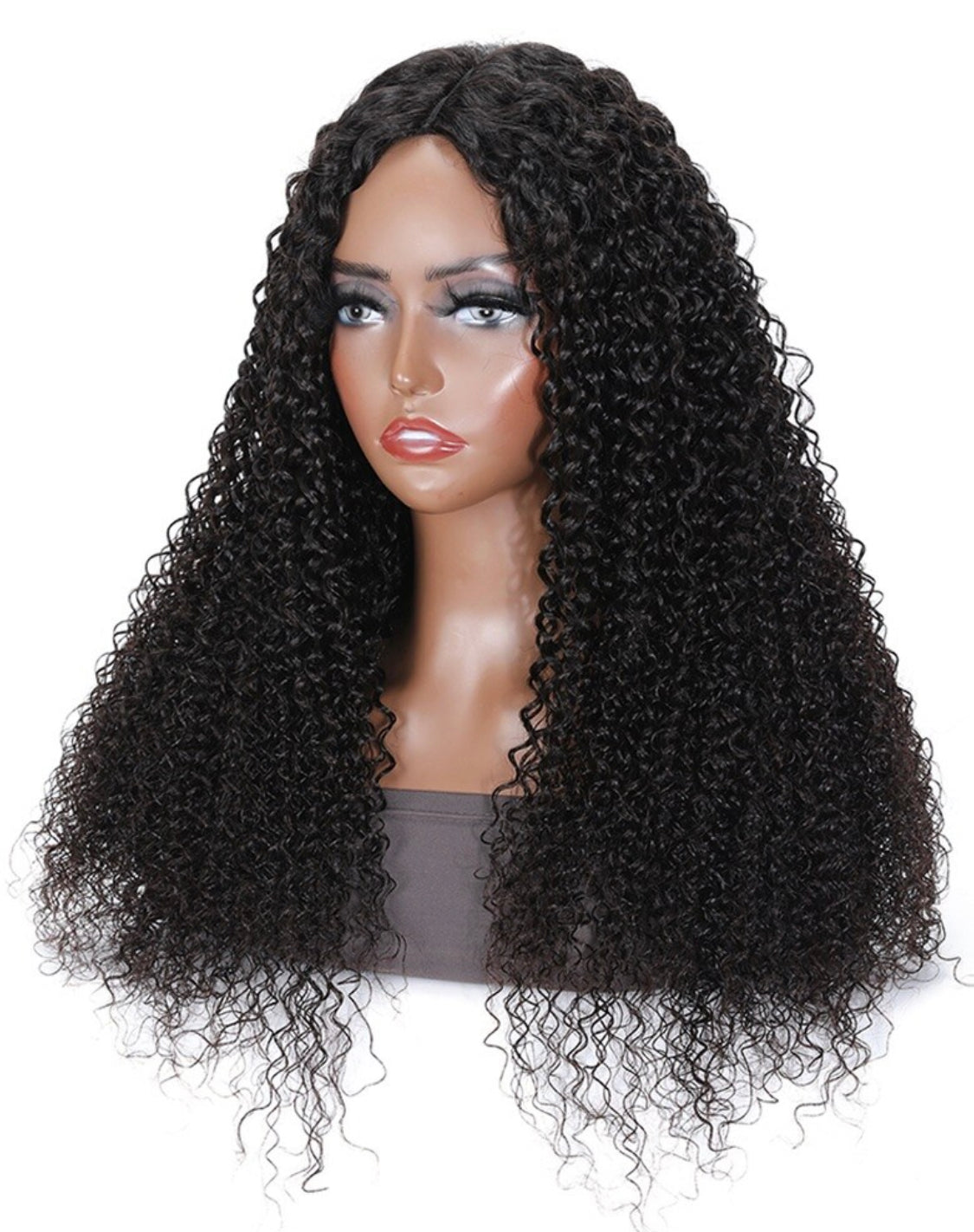 Lushlanes Magic Dry Straight & Wet Curly Wig 2 styles V part curly human hair wig black 150%