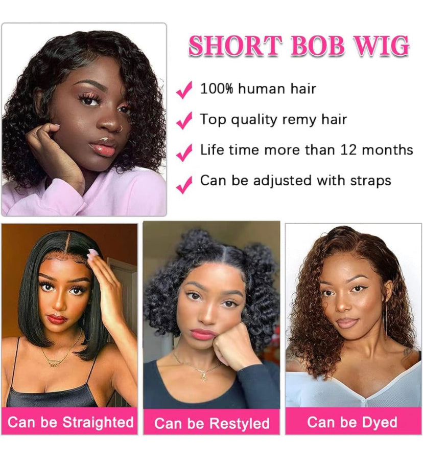 Lushlanes Curly Pixie Cut Wig Human Hair Wigs V Part Human Hair Wig No Leave Out Brazilian Human Hair Wig For Black Women Curly Bob Wig 150%