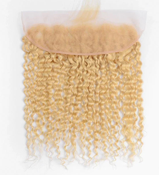 Lushlanes 613 Blonde water Wave 4 Bundles with 13×4 Frontal with transparent lace