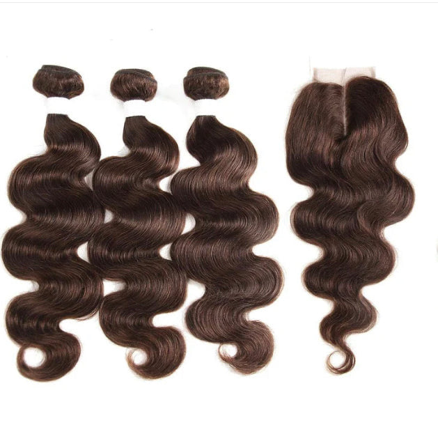 Lushlanes Brown Body
Wave 3 Bundles With 4x4 Lace closure 100% virgin human hair