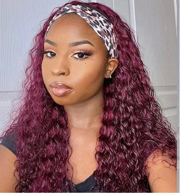 Lushlanes 991 Colored Water Wave Human Hair Wigs Indian Headband Wig For Black Women Long Hair