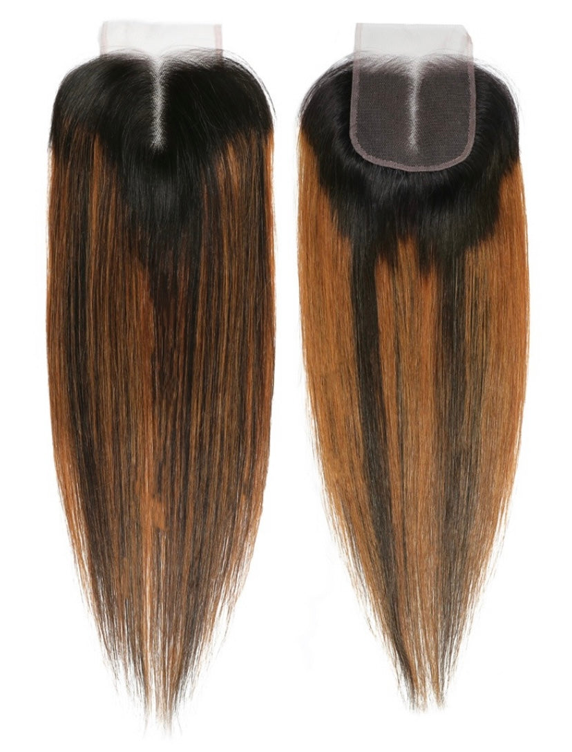 Lushlanes Honey Blonde Piano Highlighted Straight 4Pcs Bundles With Closure