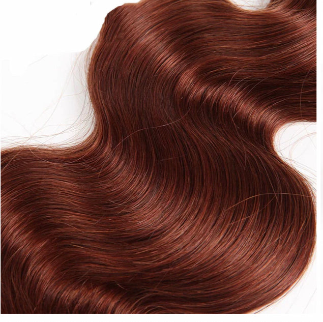 Lushlanes color #33 body wave 3 Bundles With 13×4 Lace Frontal Pre Colored