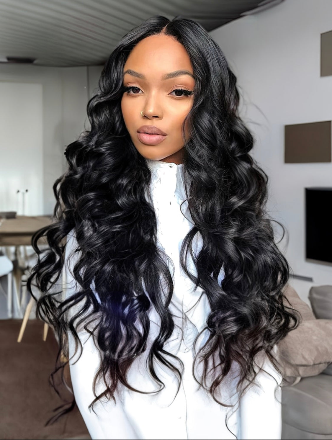 Lushlanes high density body wave U part human hair sew in wig 150%