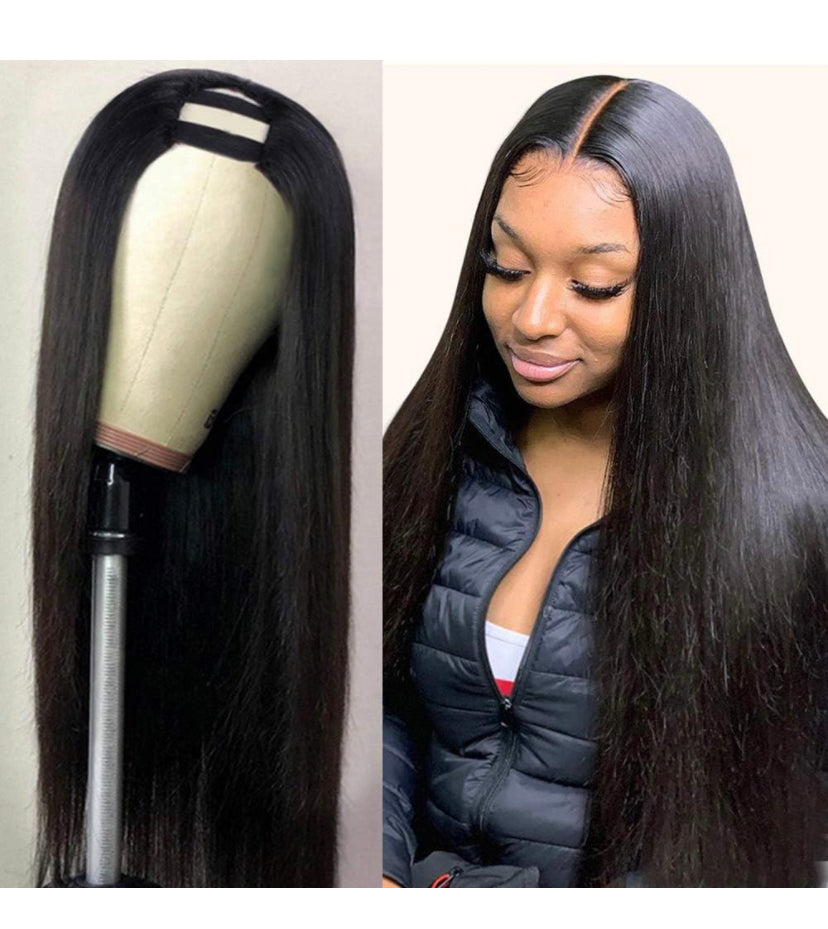 Lushlanes U Part Wigs Human Hair Wigs For Black Women Brazilian Straight Human Hair Wigs None Lace Front Wigs Glueless Natural Color U-part Wigs Hair Extension 180%