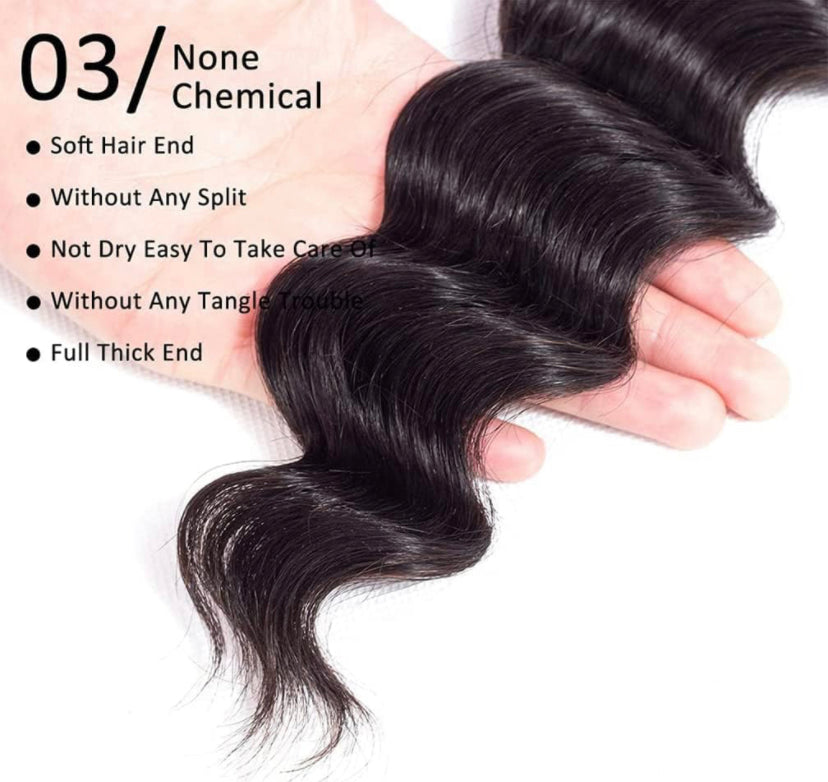 Lushlanes Virgin Hair Loose Wave 3 Bundles Brazilian Remy Loose Deep Wave Human Weave Bundles Real Unprocessed Virgin Human Hair Natural Color