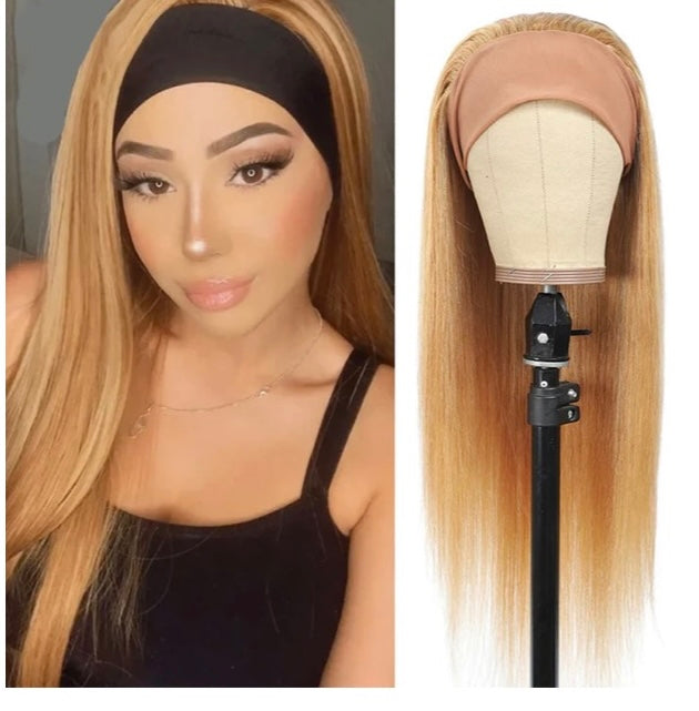 Lushlanes #27 honey blonde Headband Wig Firm Machine wade Wig ribe macies Women