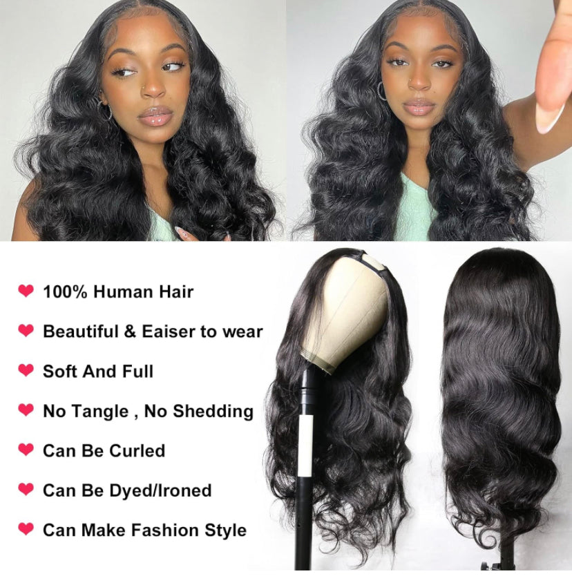 Lushlanes Body Wave U Part Wig Human Hair For Black Women Brazilian 150%