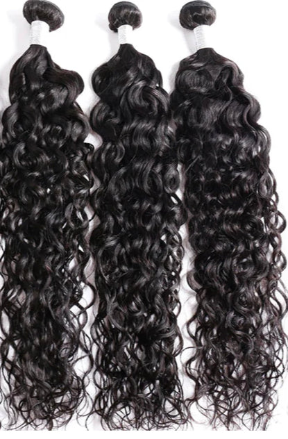 Lushlanes Peruvian Water Wave 3 Bundles With 13x4 Lace Frontal 100% Remy Human Hair