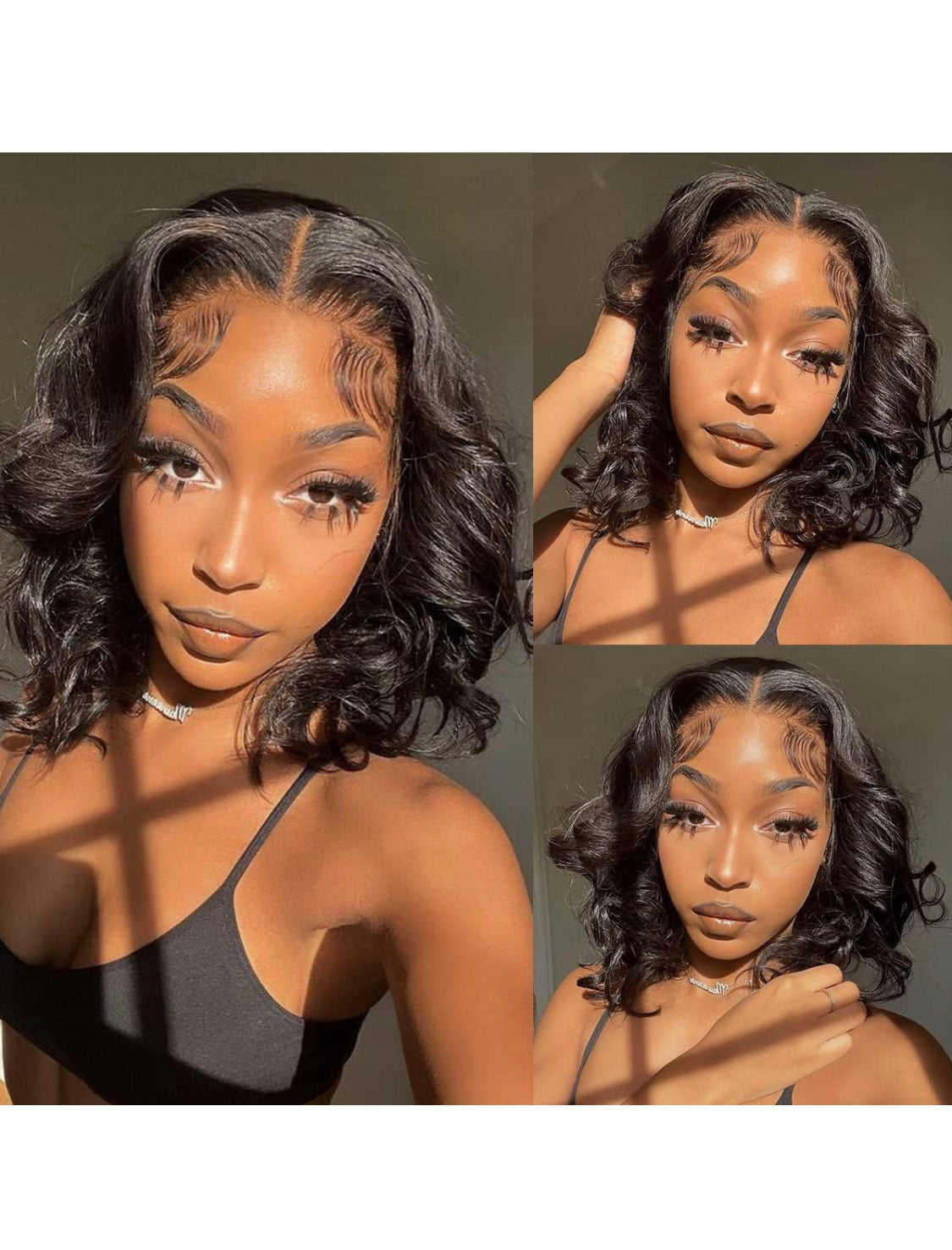 Lushlanes Body Wave V Part Short Brazilian Virgin Human Hair Wigs For Black Women Thin Part Wig Glueless Clip In Half Wig Upgrade U Part Wig Suitable For Beginners Seamless Glueless 150%