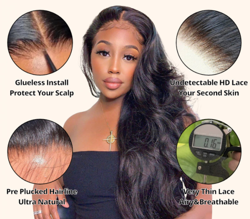 LUSHLANES Lace Front Wig Body Wave Human Hair Wigs for Women Pre-Plucked Lace Front Human Hair Wigs 180%